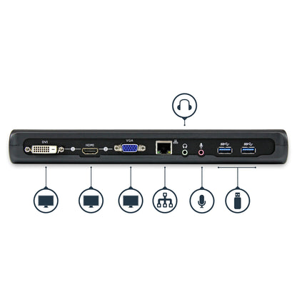 StarTech.com USB3SDOCKHDV base para laptop o replicador de puertos Alámbrico USB 3.2 Gen 1 (3.1 Gen 1) Type-B Negro