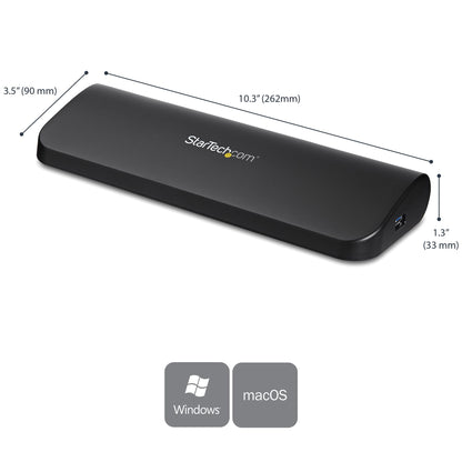 StarTech.com USB3SDOCKHDV base para laptop o replicador de puertos Alámbrico USB 3.2 Gen 1 (3.1 Gen 1) Type-B Negro