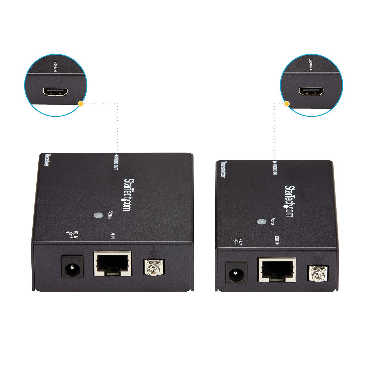 StarTech.com ST121HDBTE extensor de audio/video Transmisor y receptor AV Negro