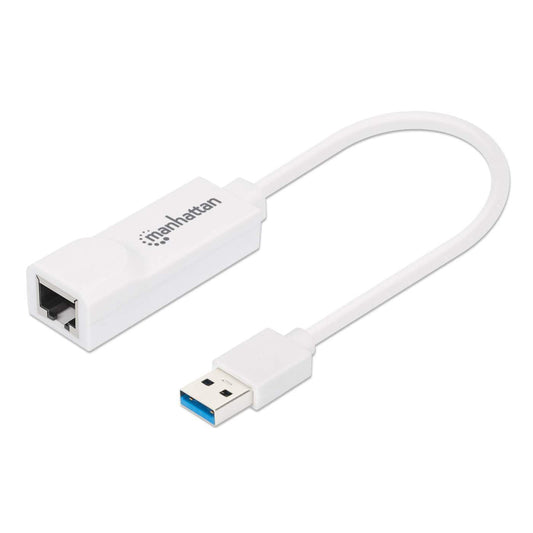 Adaptador Manhattan Súper Velocidad USB 3.0 a RJ-45 GB Ethernet Color Blanco