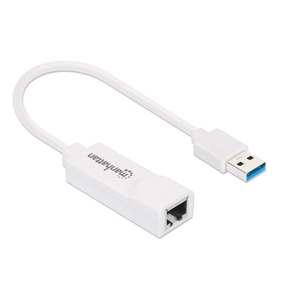 Adaptador Manhattan Súper Velocidad USB 3.0 a RJ-45 GB Ethernet Color Blanco