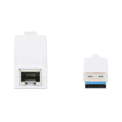 Adaptador Manhattan Súper Velocidad USB 3.0 a RJ-45 GB Ethernet Color Blanco