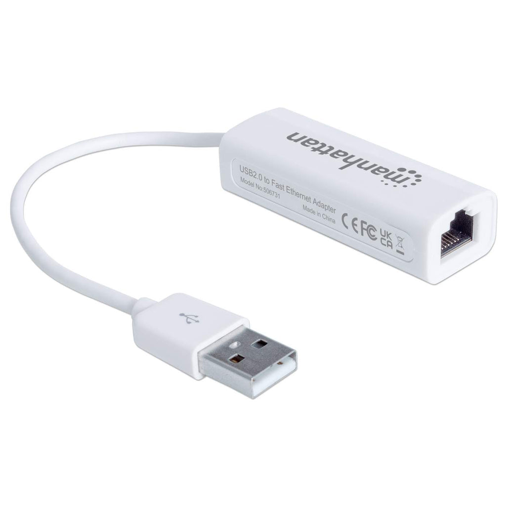 Adaptador Manhattan Fast Ethernet USB 2.0 Alta Velocidad 10/100 Color Blanco