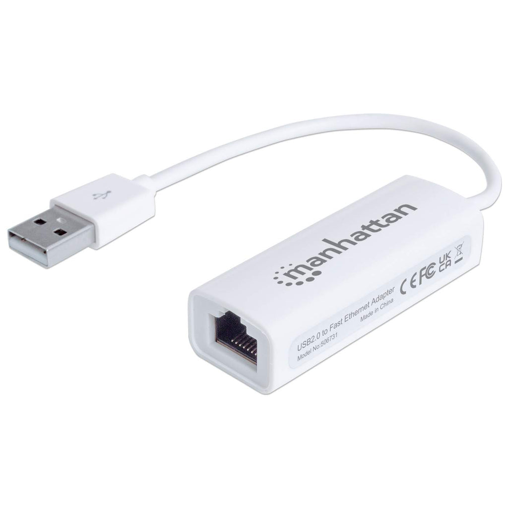 Adaptador Manhattan Fast Ethernet USB 2.0 Alta Velocidad 10/100 Color Blanco
