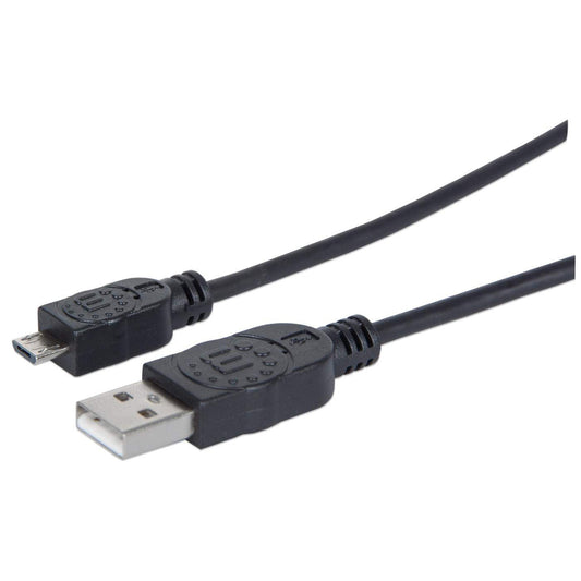 Cable Manhattan USB-A Micro USB-B 2.0 Alta Velocidad 1m Color Negro