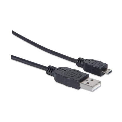 Cable Manhattan USB-A Micro USB-B 2.0 Alta Velocidad 1m Color Negro