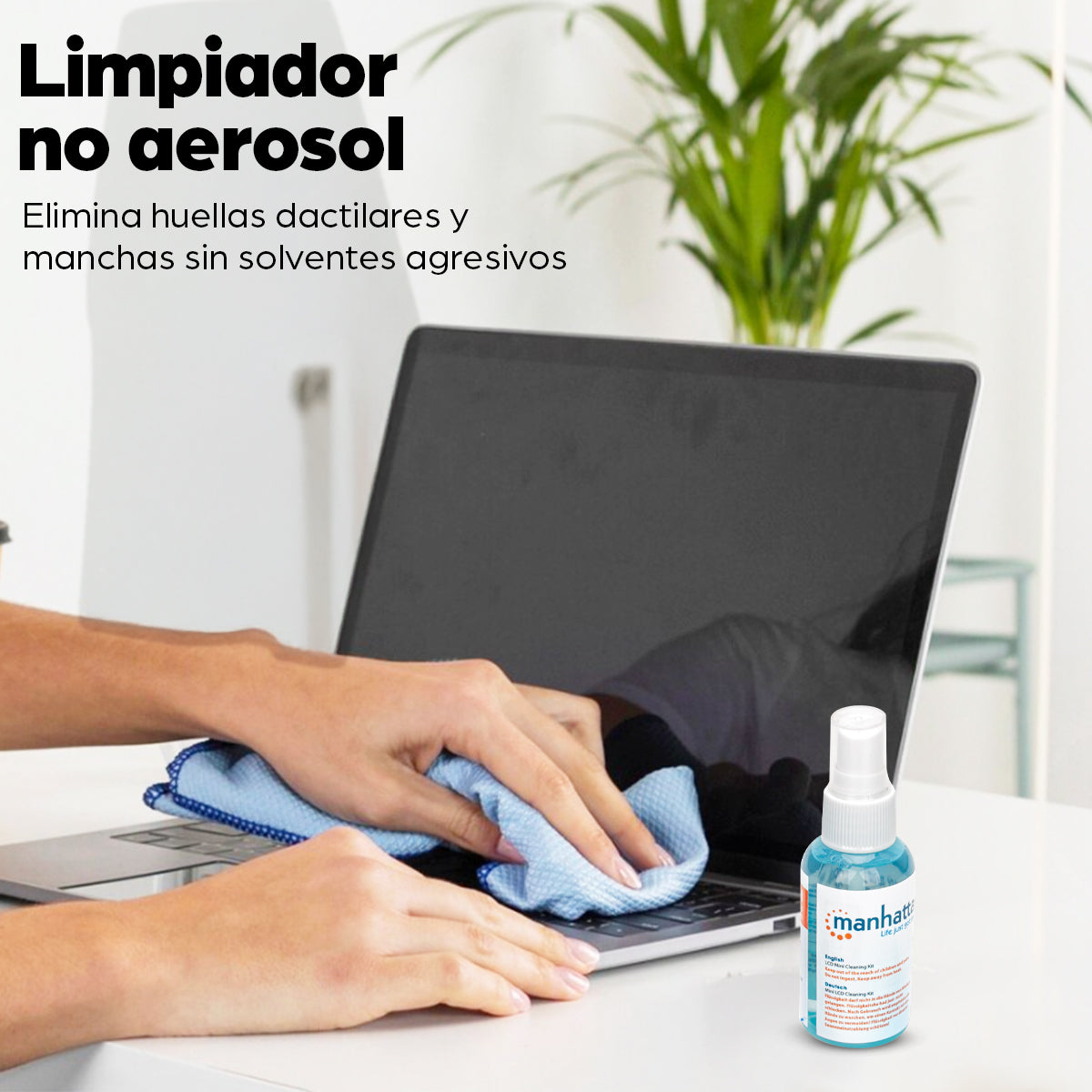 Manhattan 421010 kit de limpieza para equipos LCD/TFT/Plasma Líquido y paños secos/húmedos para limpieza de equipos 60 ml