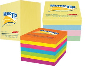 NOTAS ADHESIVAS JANEL MEMO TIP MINI CUBO PASTEL 2X2 C/400