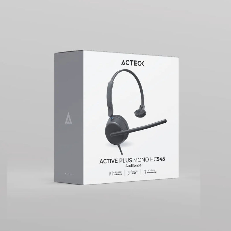 Auricular Monoaural Acteck Alambrico con Micrófono Active Pro HC545 Negro
