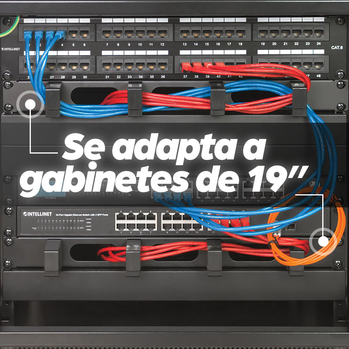 Intellinet 19" Cable Management Panel 1U Panel de gestión de cables