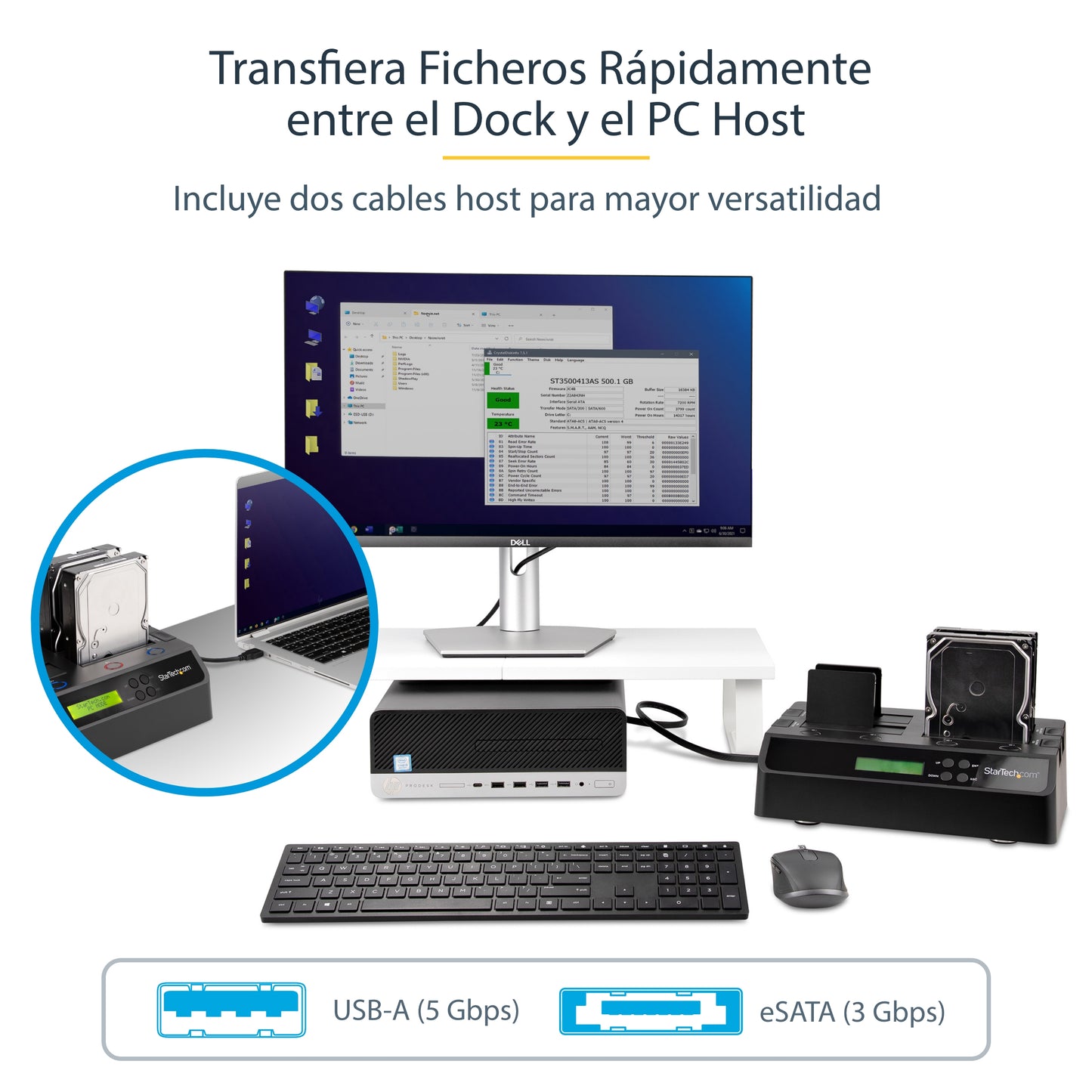StarTech.com SATDOCK4U3RE duplicador de datos o soporte Duplicador de discos duros Negro 3 copias