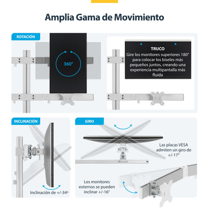 StarTech.com 6-MONITOR-ARM-A soporte para pantalla plana 81.3 cm (32") Escritorio Blanco