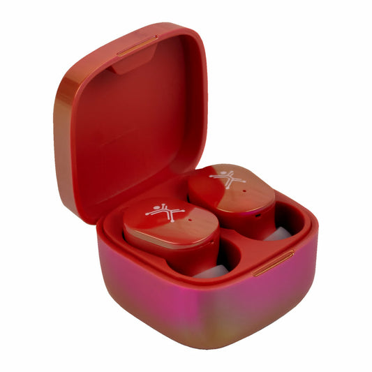 Audífonos Inalámbricos Perfect Choice TWS Brillantes Alcance de 10m Bluetooth Rojo