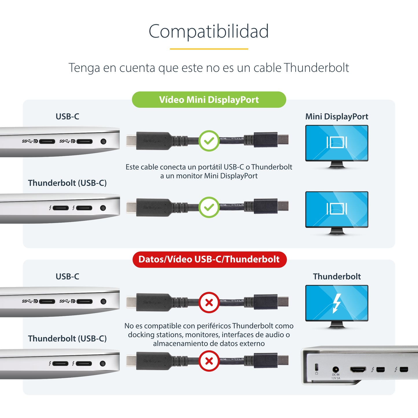 StarTech.com CDP2MDPMM6B adaptador de cable de vídeo USB Tipo C Negro