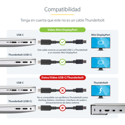 StarTech.com CDP2MDPMM6B adaptador de cable de vídeo USB Tipo C Negro