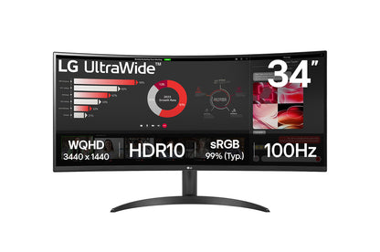 LG 34WR50QK-B monitor de computadora 86.4 cm (34") 3440 x 1440 Pixeles Wide Quad HD Negro
