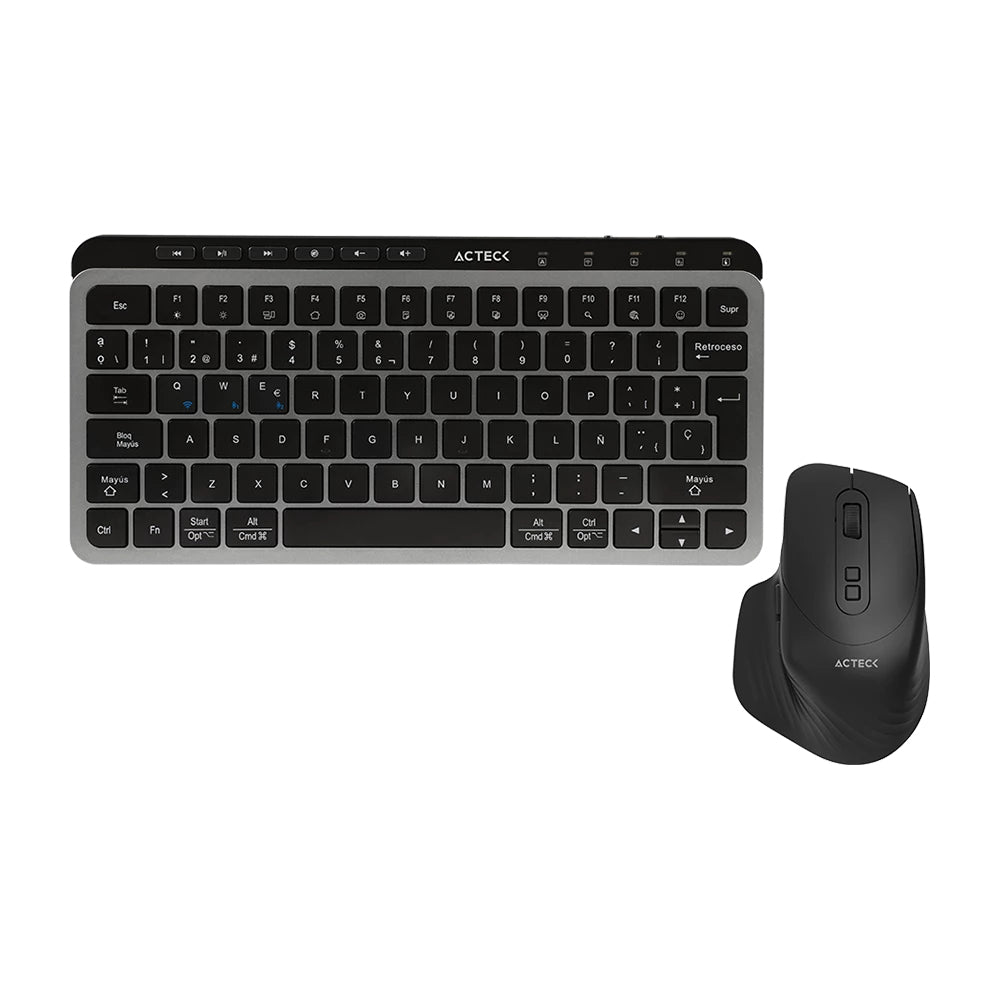 Acteck Creator Krea MK750 teclado Ratón incluido Universal RF inalámbrico + bluetooth QWERTY Español Negro, Gris
