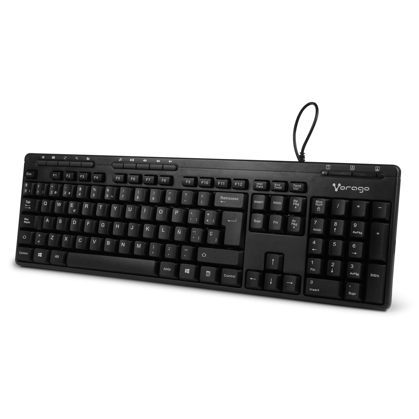 Teclado Vorago KB-202 Multimedia USB Color Negro