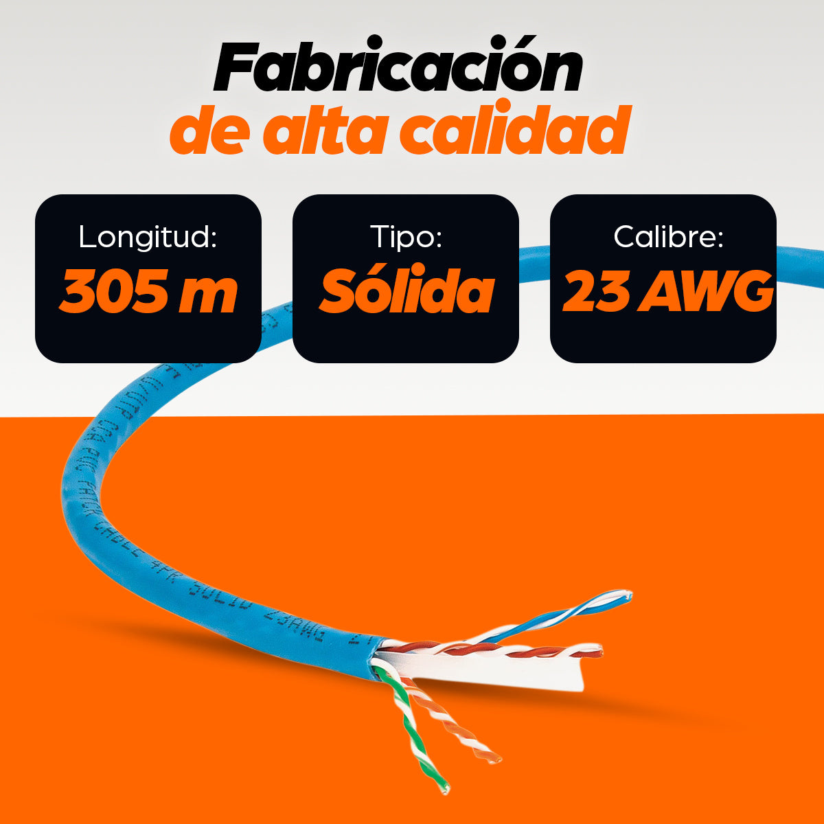 Bobina Cable Intellinet Cat 6 CCA 305m Sólida Color Azul