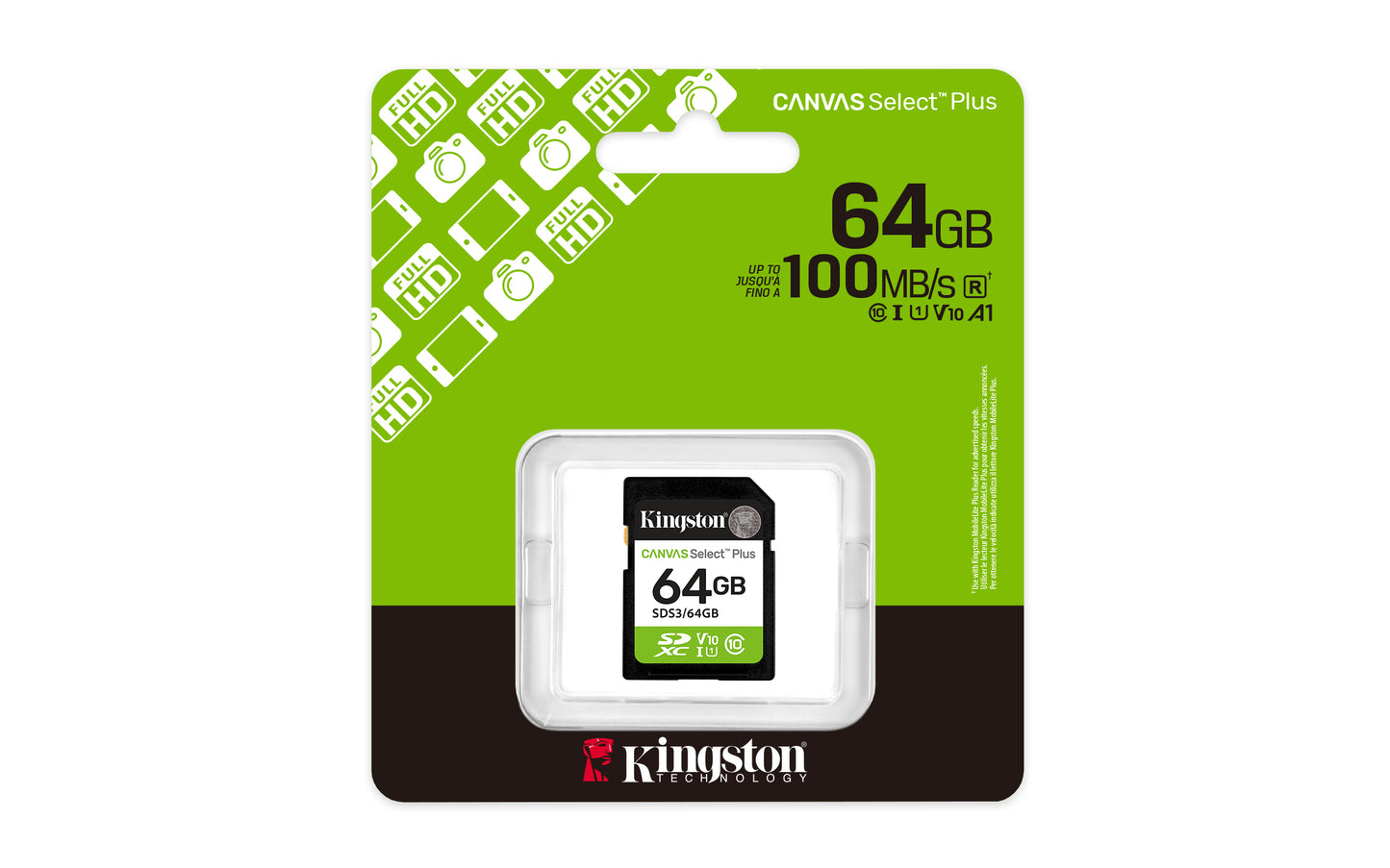Memoria Micro SDXC Kingston Flash Canvas Select Plus 64GB SD UHS-I Clase 10