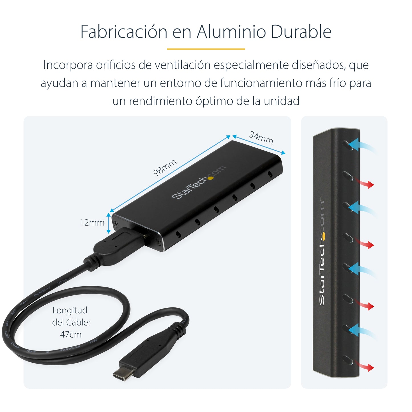 StarTech.com SM21BMU31C3 caja para disco duro externo Carcasa para SSD Negro, Plata