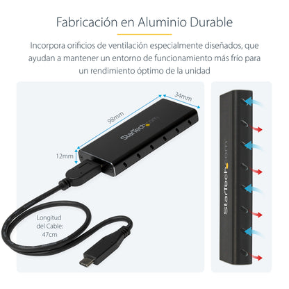 StarTech.com SM21BMU31C3 caja para disco duro externo Carcasa para SSD Negro, Plata