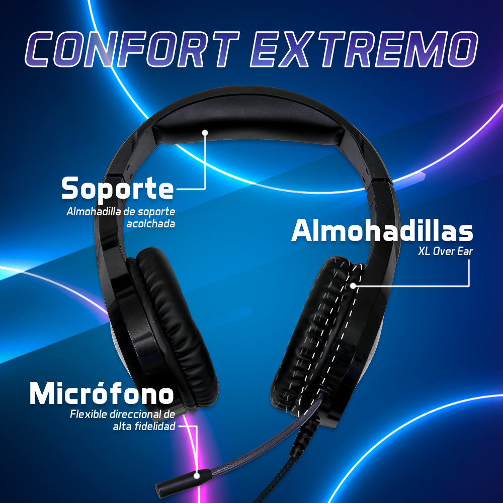 Diadema Gamer Vorago Start The Game HS-501 3.5mm RGB Alambrico