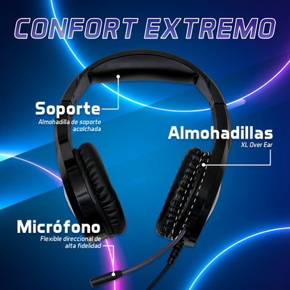 Diadema Gamer Vorago Start The Game HS-501 3.5mm RGB Alambrico