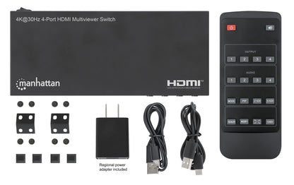 Switch multiviewer HDMI Manhattan de 4 puertos 4K
