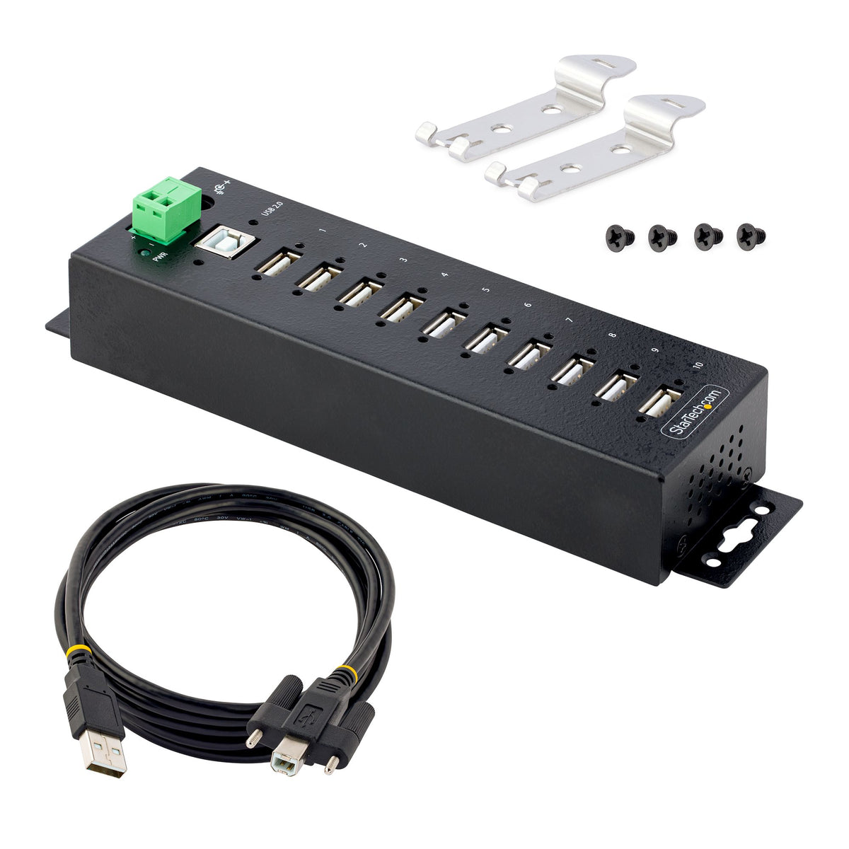StarTech.com USB210AIND-USB-A-HUB nodo concentrador USB 2.0 Type-B 480 Mbit/s Negro