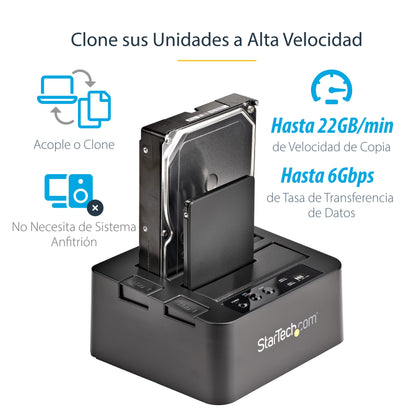 StarTech.com SDOCK2U33RE duplicador de datos o soporte Duplicador de HDD/SSD Negro 1 copias