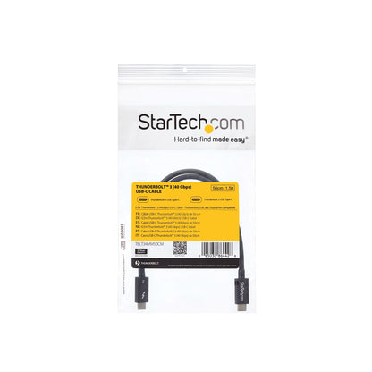 StarTech.com TBLT34MM50CM cable Thunderbolt 0.5 m 40 Gbit/s Negro