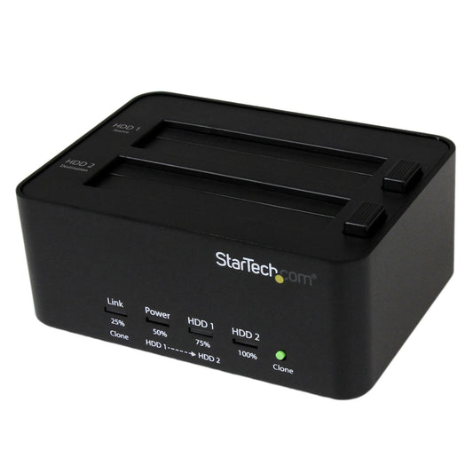 StarTech.com SATDOCK2REU3 duplicador de datos o soporte Duplicador de HDD/SSD Negro 1 copias