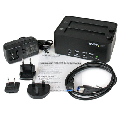 StarTech.com SATDOCK2REU3 duplicador de datos o soporte Duplicador de HDD/SSD Negro 1 copias