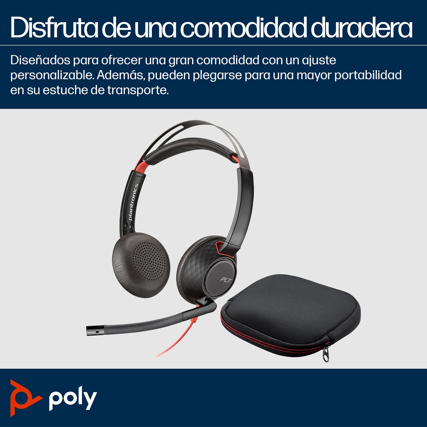 POLY Auriculares estéreo Blackwire 5220 + conector de 3.5 mm + adaptador USB-C/A