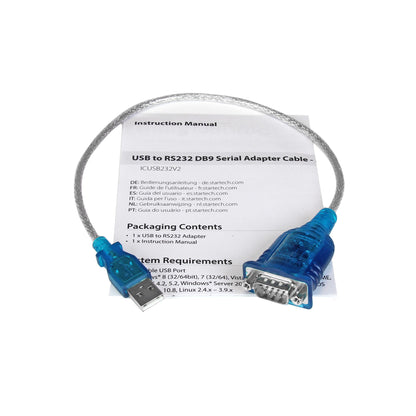 StarTech.com ICUSB232V2 cable serial Gris 0.43 m USB 2.0 Type-A DB-9