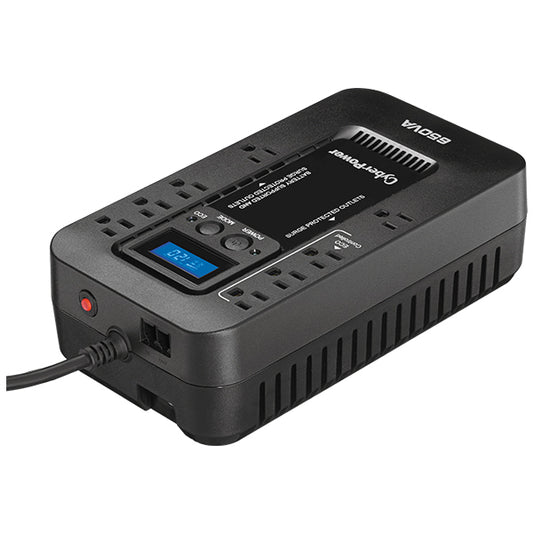 UPS CyberPower EC650LCD standby, 650 VA / 390 W, 8 salidas NEMA 5-15R, pantalla LCD, negro