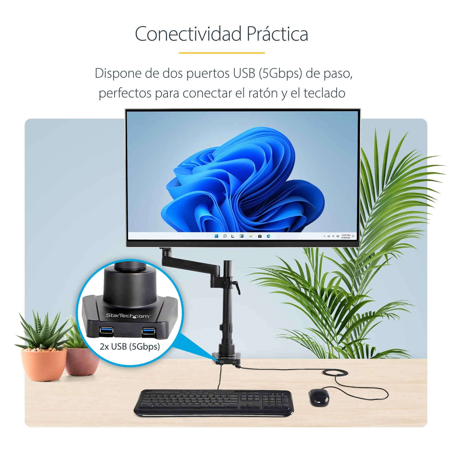 StarTech.com ARMPIVOT2USB3 soporte para pantalla plana 86.4 cm (34") Negro
