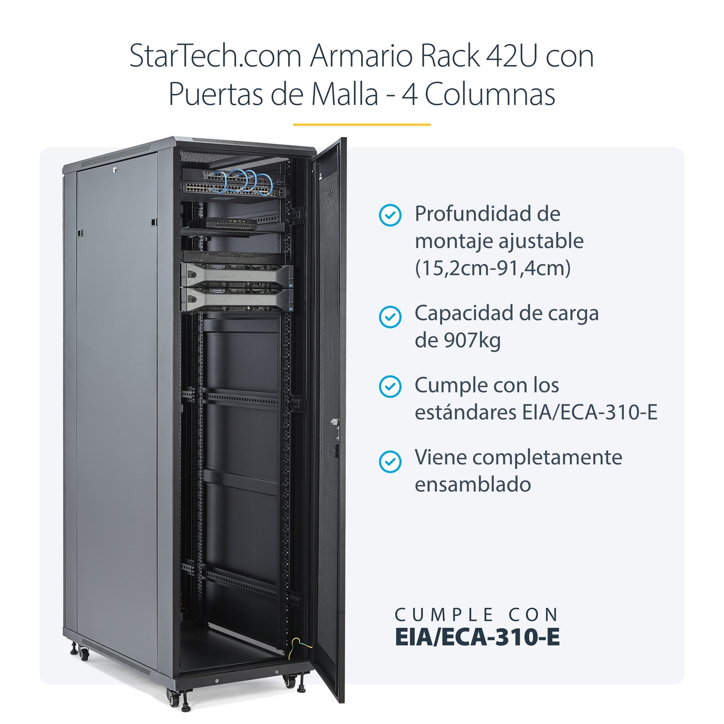 StarTech.com RK4236BKB armario rack Rack o bastidor independiente Negro