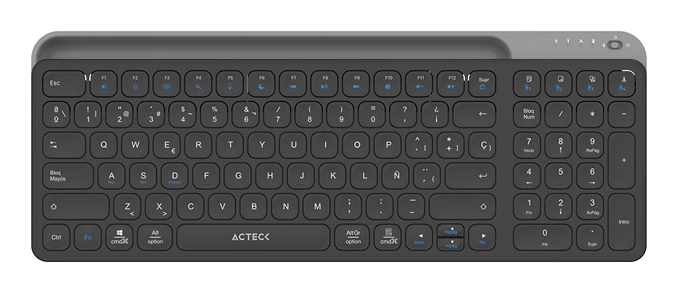 Acteck Inspire Trek TI747 teclado Universal RF inalámbrico + bluetooth QWERTY Español Negro, Gris