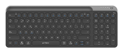 Acteck Inspire Trek TI747 teclado Universal RF inalámbrico + bluetooth QWERTY Español Negro, Gris