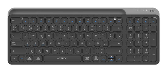 Acteck Inspire Trek TI747 teclado Universal RF inalámbrico + bluetooth QWERTY Español Negro, Gris