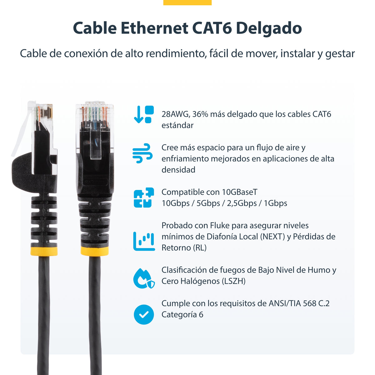 StarTech.com N6PAT10MBLS cable de red U/UTP (UTP) Alrededor