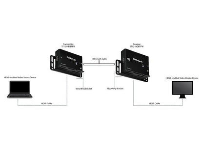 StarTech.com ST121HDBTPW extensor de audio/video Transmisor y receptor AV Negro