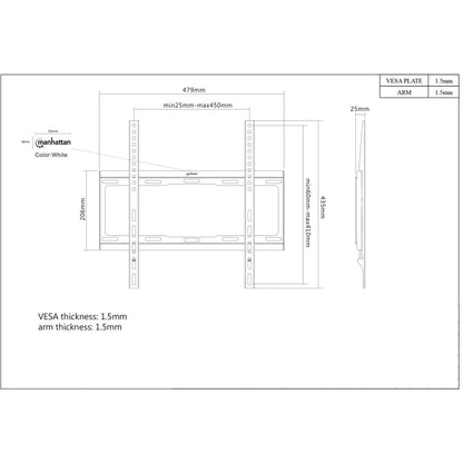 Manhattan 460934 soporte para pantalla plana 139.7 cm (55") Negro