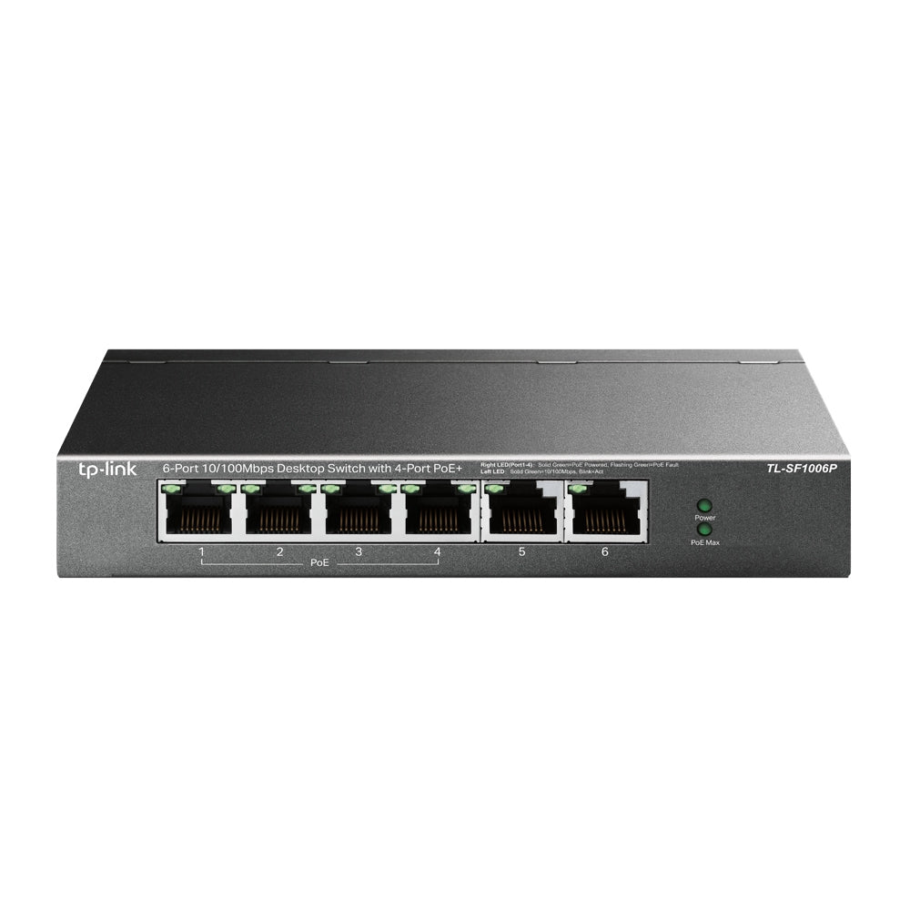 TP-Link TL-SF1006P dispositivo de redes No administrado Fast Ethernet (10/100) Energía sobre Ethernet (PoE) Negro