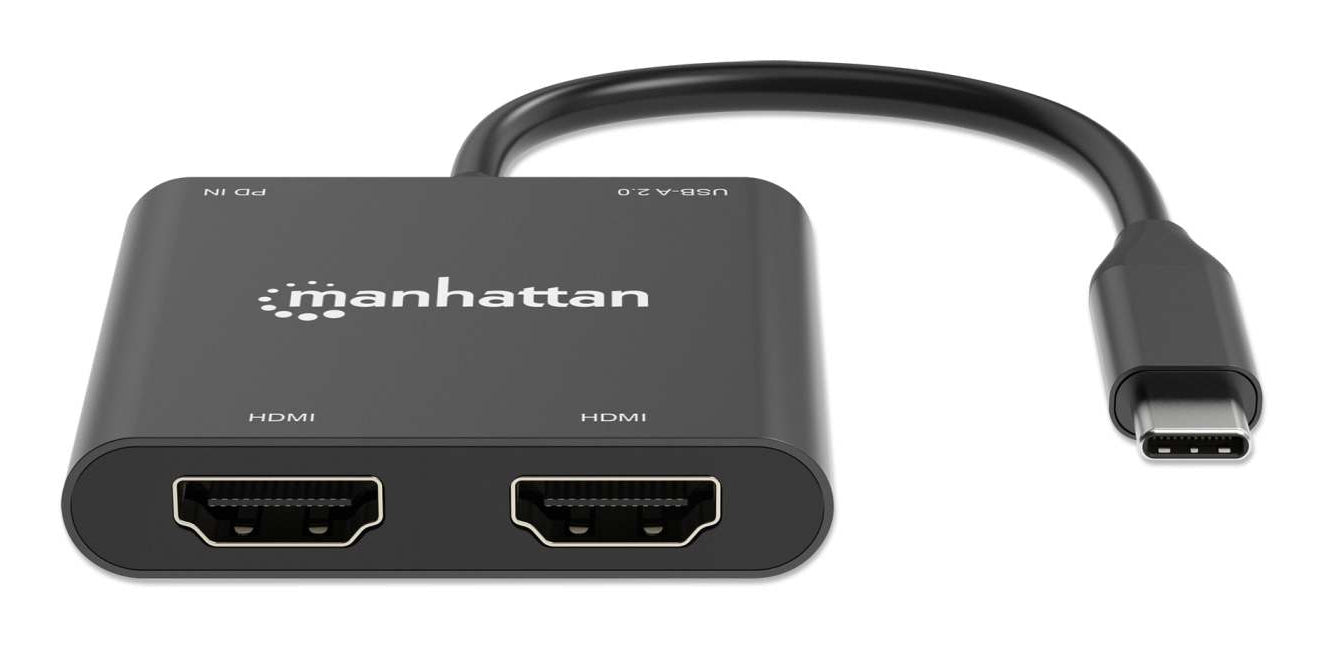 Convertidor USB-C Manhattan a HDMI 2 puertos 4K - MST