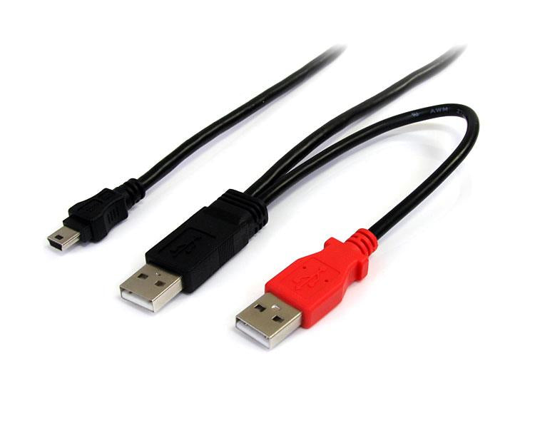 StarTech.com USB2HABMY6 cable USB USB 2.0 Mini-USB B 2 x USB A 0.48 Gbit/s Negro, Rojo
