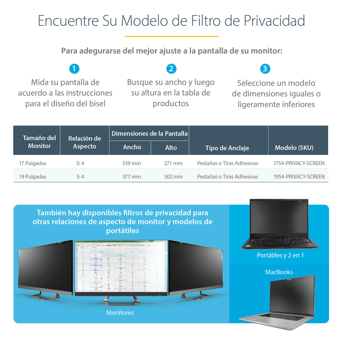 StarTech.com 1754-PRIVACY-SCREEN filtro para monitor 43.2 cm (17") Filtro de privacidad para pantallas sin marco