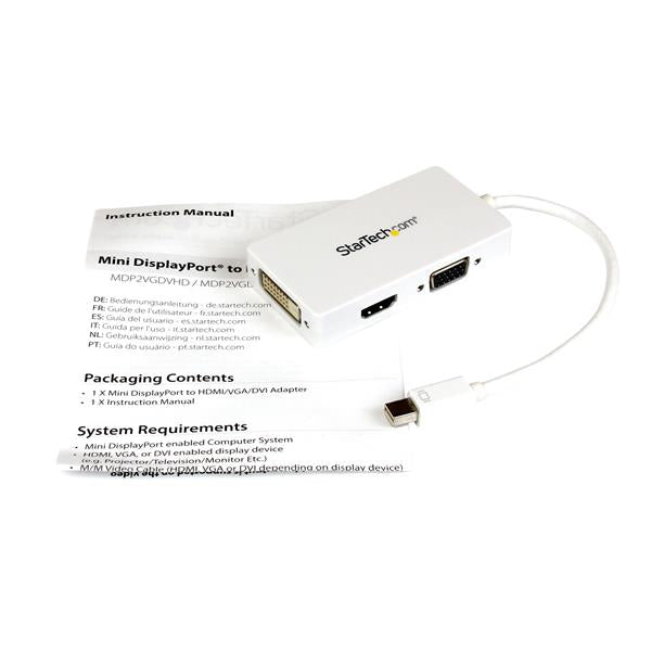 StarTech.com MDP2VGDVHDW adaptador de cable de vídeo 0.15 m DVI-D + VGA (D-Sub) + HDMI